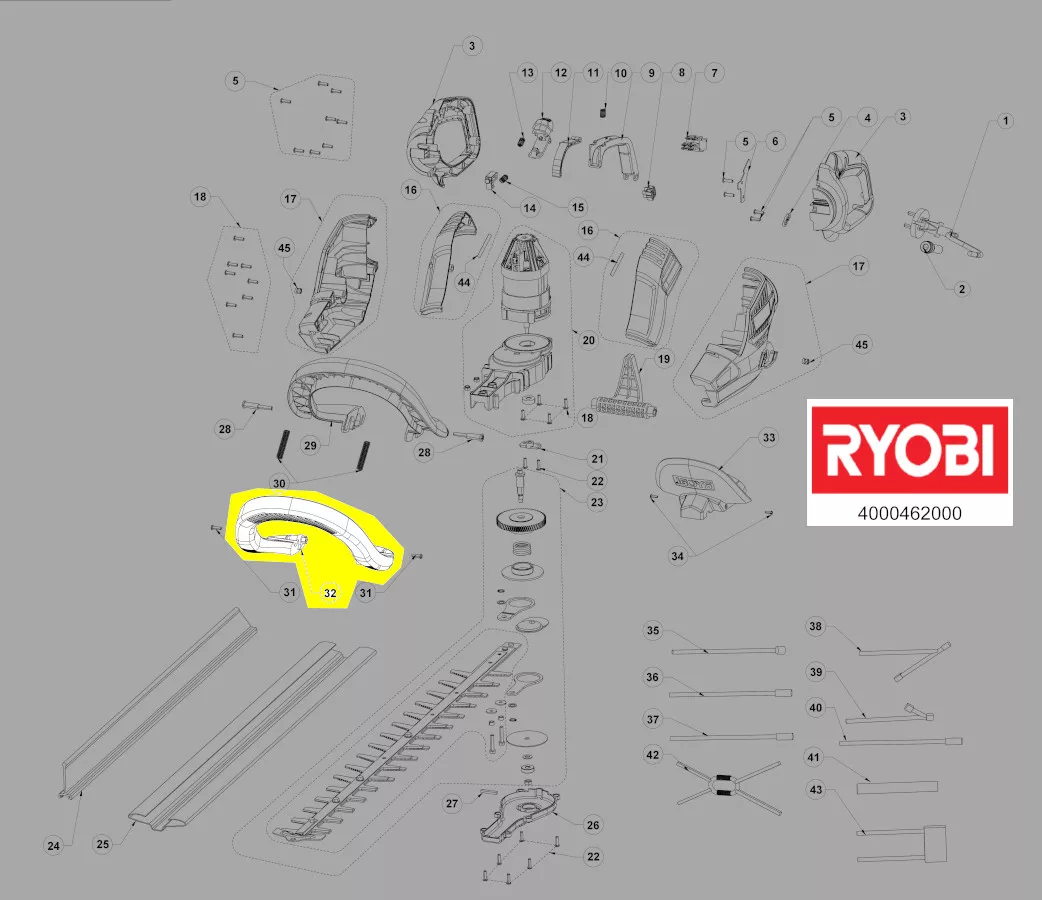 poignée partie inférieure réf. 5131035549 Ryobi